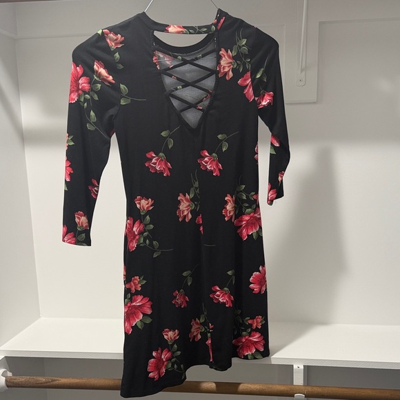 by & by Black Dress with Pink Floral Pattern - Picture 3 of 3